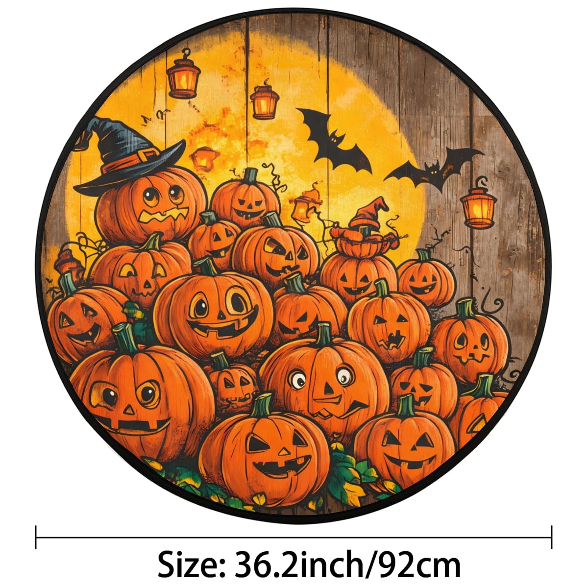 3 Ft Pumpkin Round Rug Circle Area Rugs Circular Door Mat for Indoor (B:c-24 / 3' (Round))