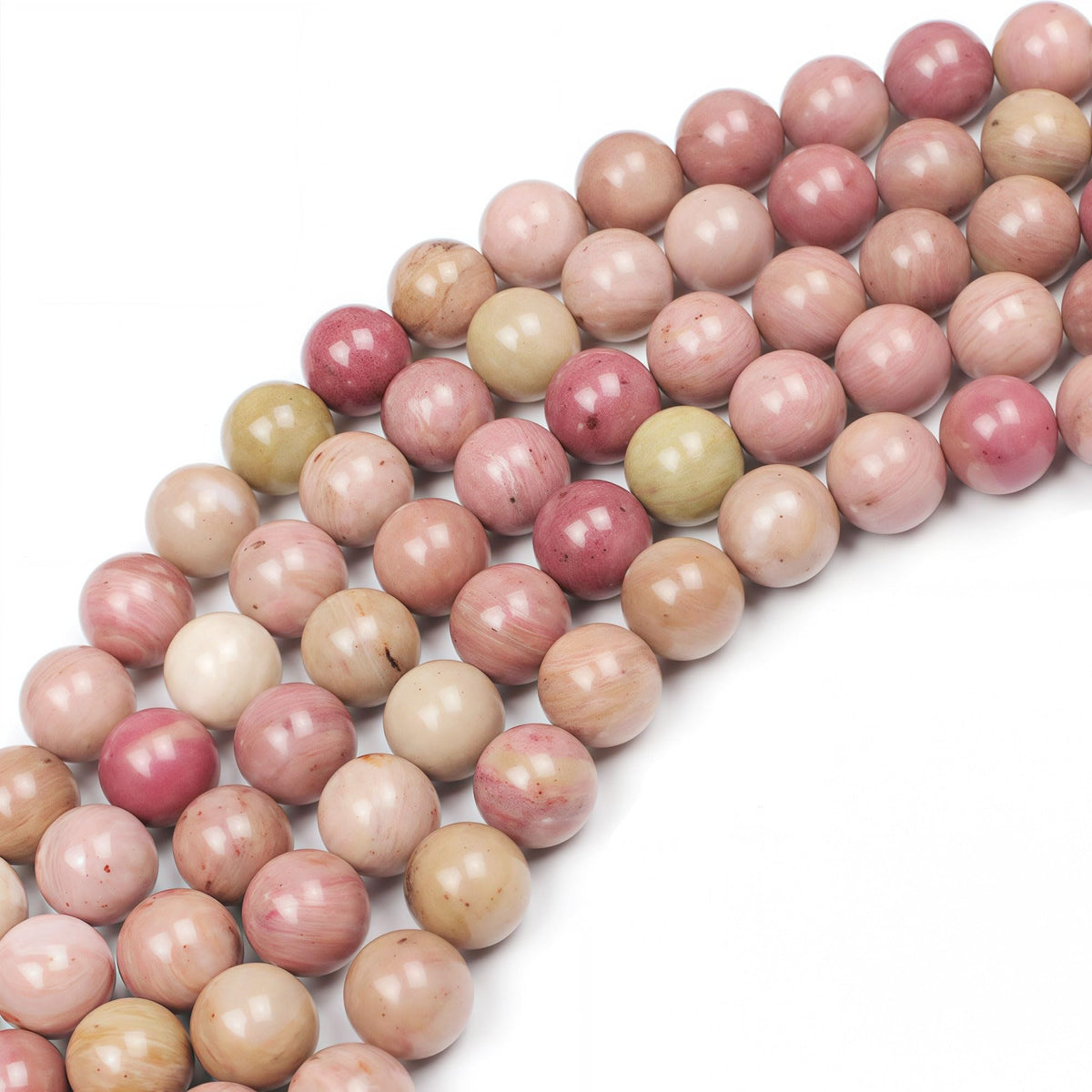 Natural Red Stripes Rhodonite Round Stone Beads for Jewelry Making DIY Bracelet Necklace (Red Stripes Rhodonite / 6mm)
