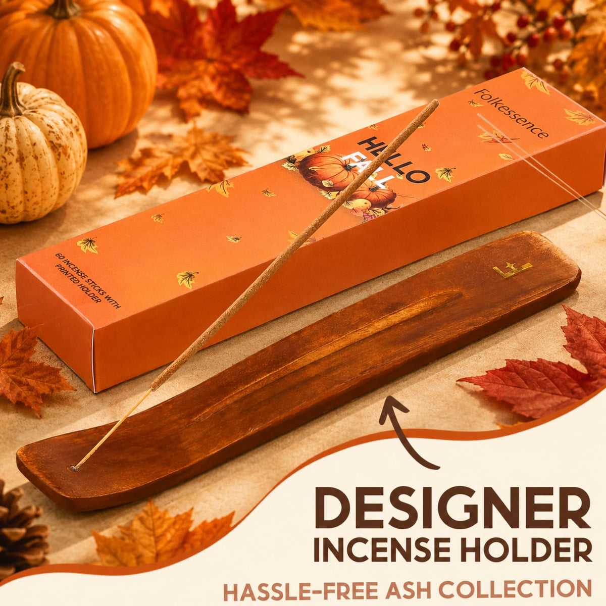 Premium Fall Incense Sticks with Holder (Pack of 60)