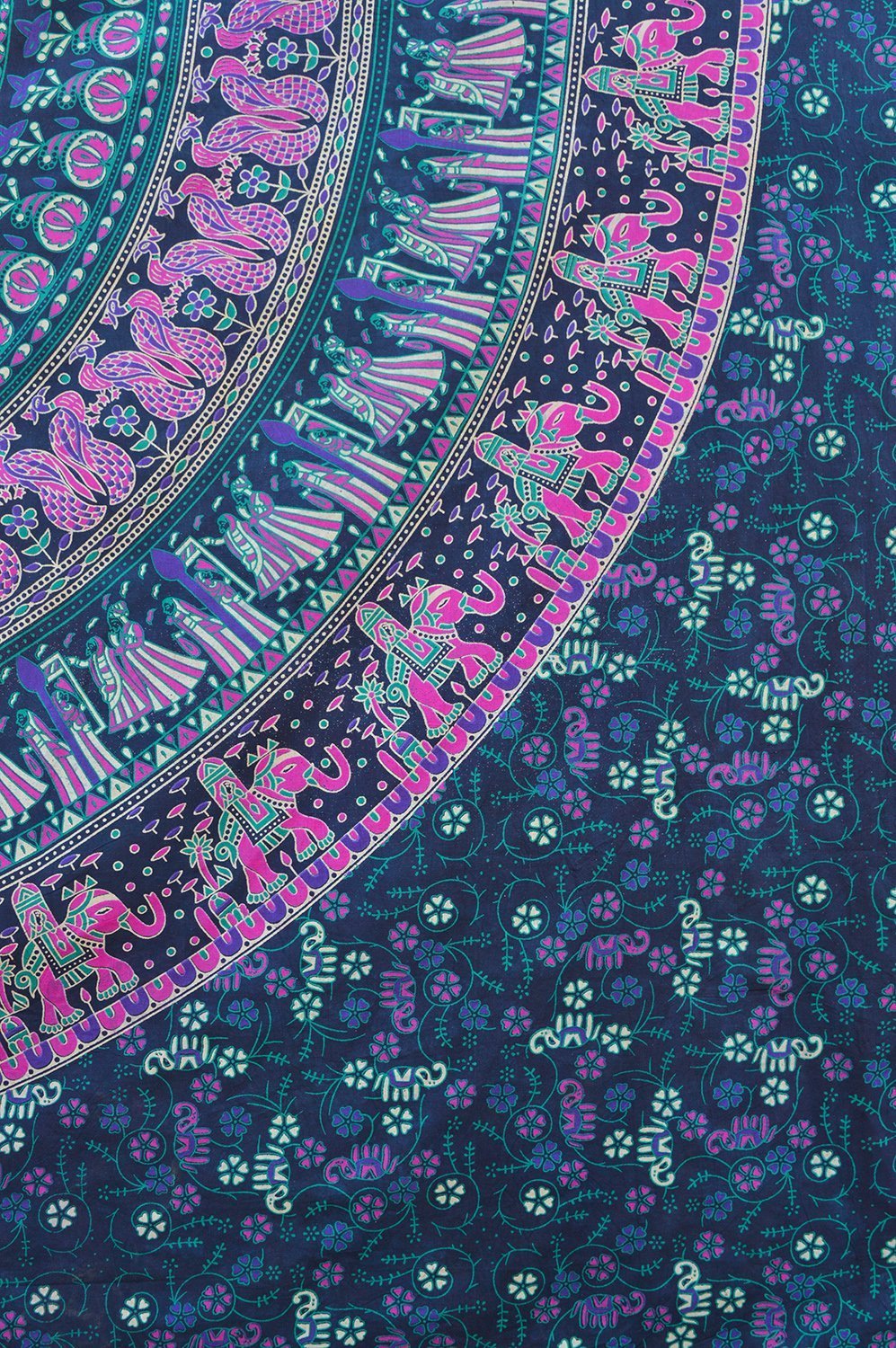 Tapestry Wall Hanging Hippie Mandala Bohemian Hippy Psychedelic Intricate Floral Design Indian Tapestries Bedspread 84 x 90 Inches (54"L x 84"W / Blue Pink)