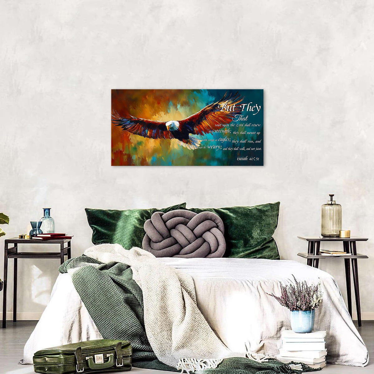 Christian Wall Art Eagle Decor Isaiah 40 31 Wall Art Bible Verse Wall Decor Inspirational Scripture Canvas Prints Eagle Pictures Religious Biblical Artwork for Bedroom Living Room Home Decoration 20x40" (40"L x 20"W / Isaiah 40 31)