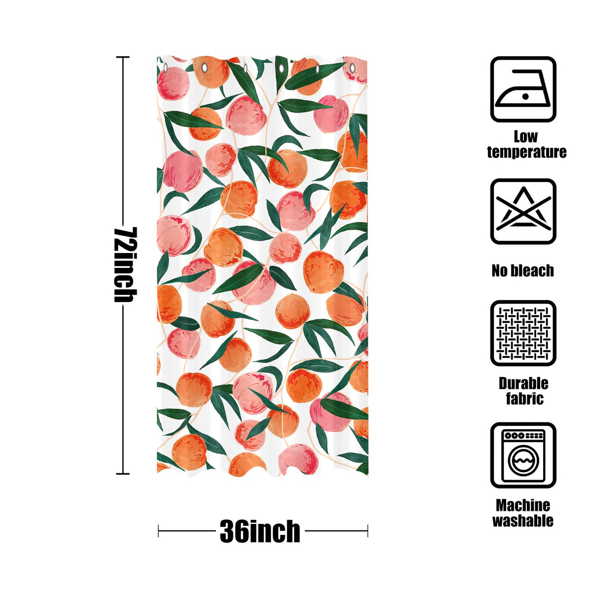 Peach Shower Curtain (Peach / 36"W x 72"L (Pack of 1))