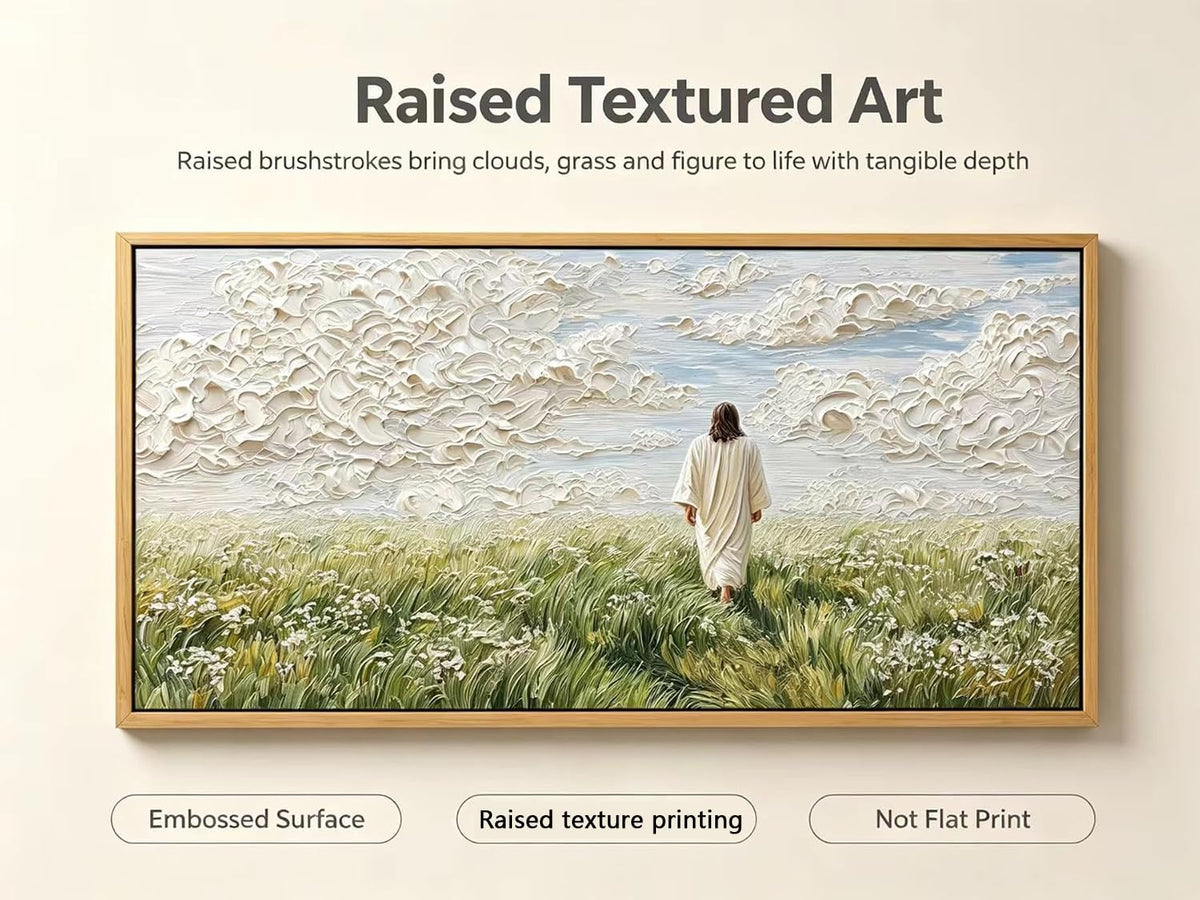 Jesus Canvas Wall Art Large Framed Textured Print Painting (Jesus / 32"L x 16"W)
