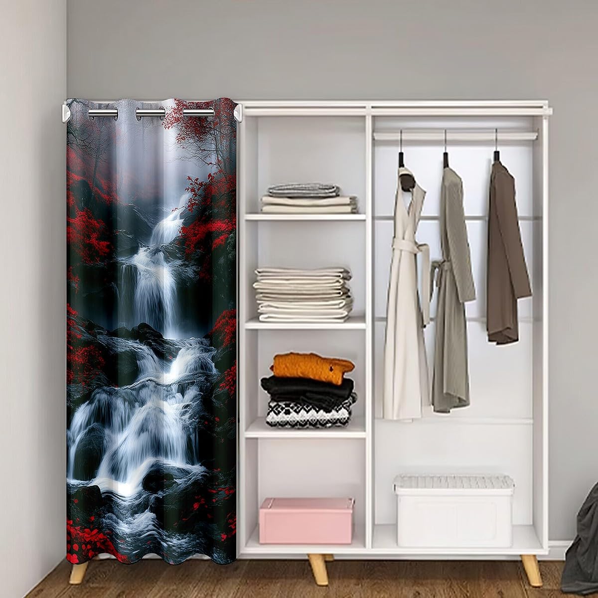 Door CurtainInch 1 Panel for Doorway Privacy Boys Girls 42"x80" (White and Red / 42"W x 80"L (Pack of 1))