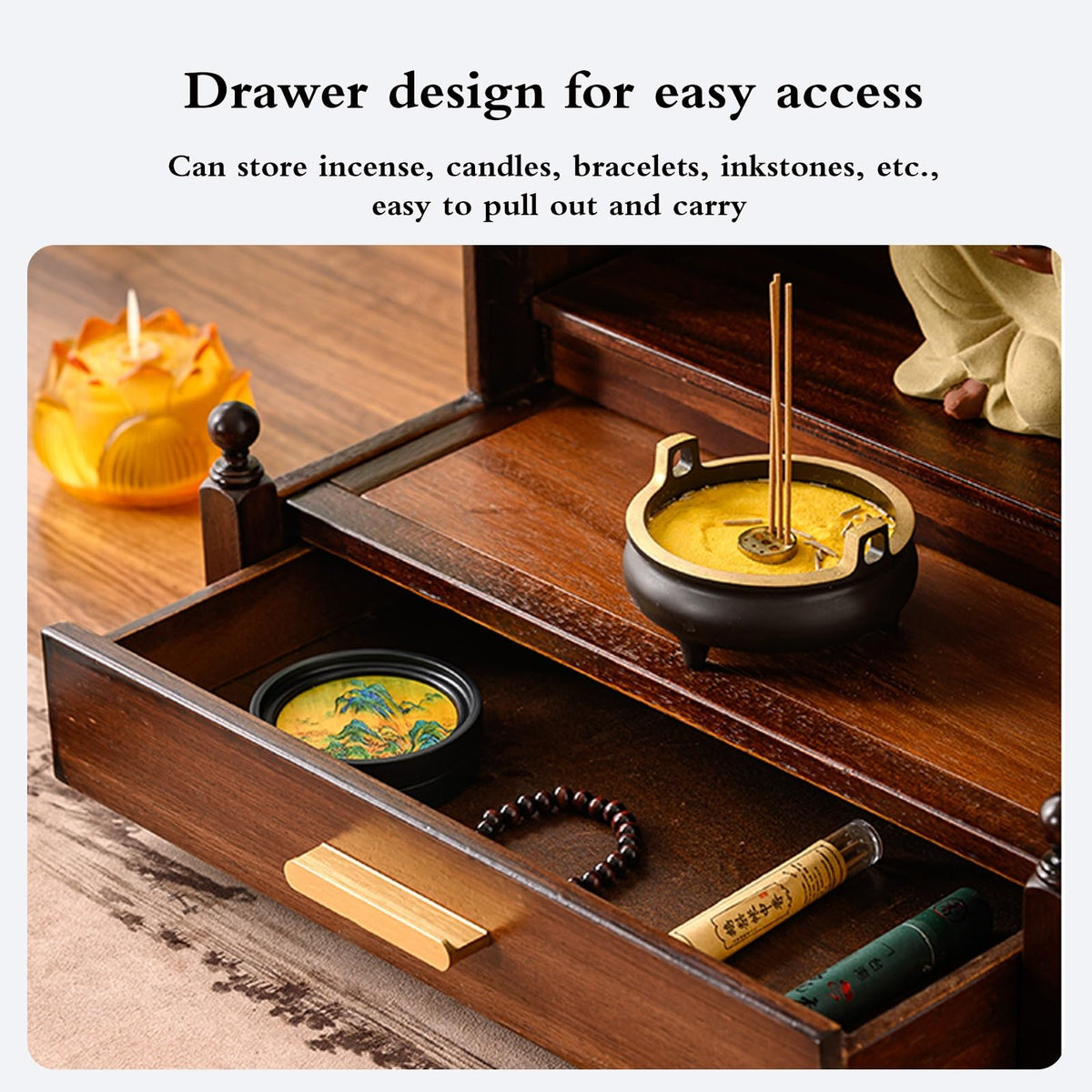 Buddha shelf Household Wood Cabinet with Drawer Wall (With Door / Wall-mounted)