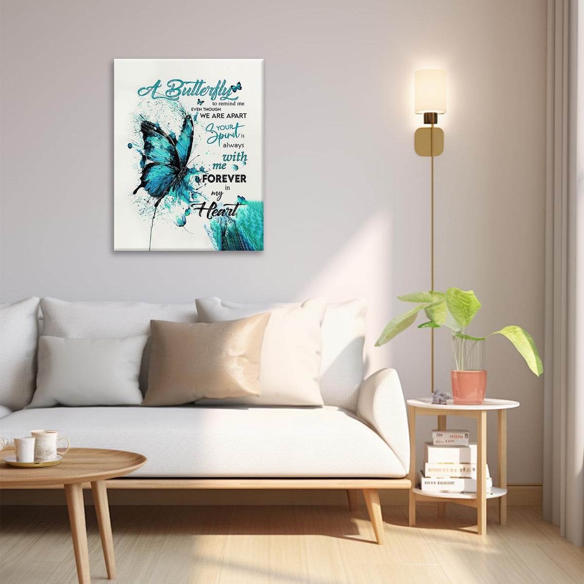 Teal Butterfly Canvas Wall Art Inspirational Quotes Pictures Wall Decor Watercolor Butterfly Prints Painting Framed Artwork Decoration For Bathroom Bedroom Living Room Office 20"x24" (24"L x 20"W / Watercolor Butterfly-T)