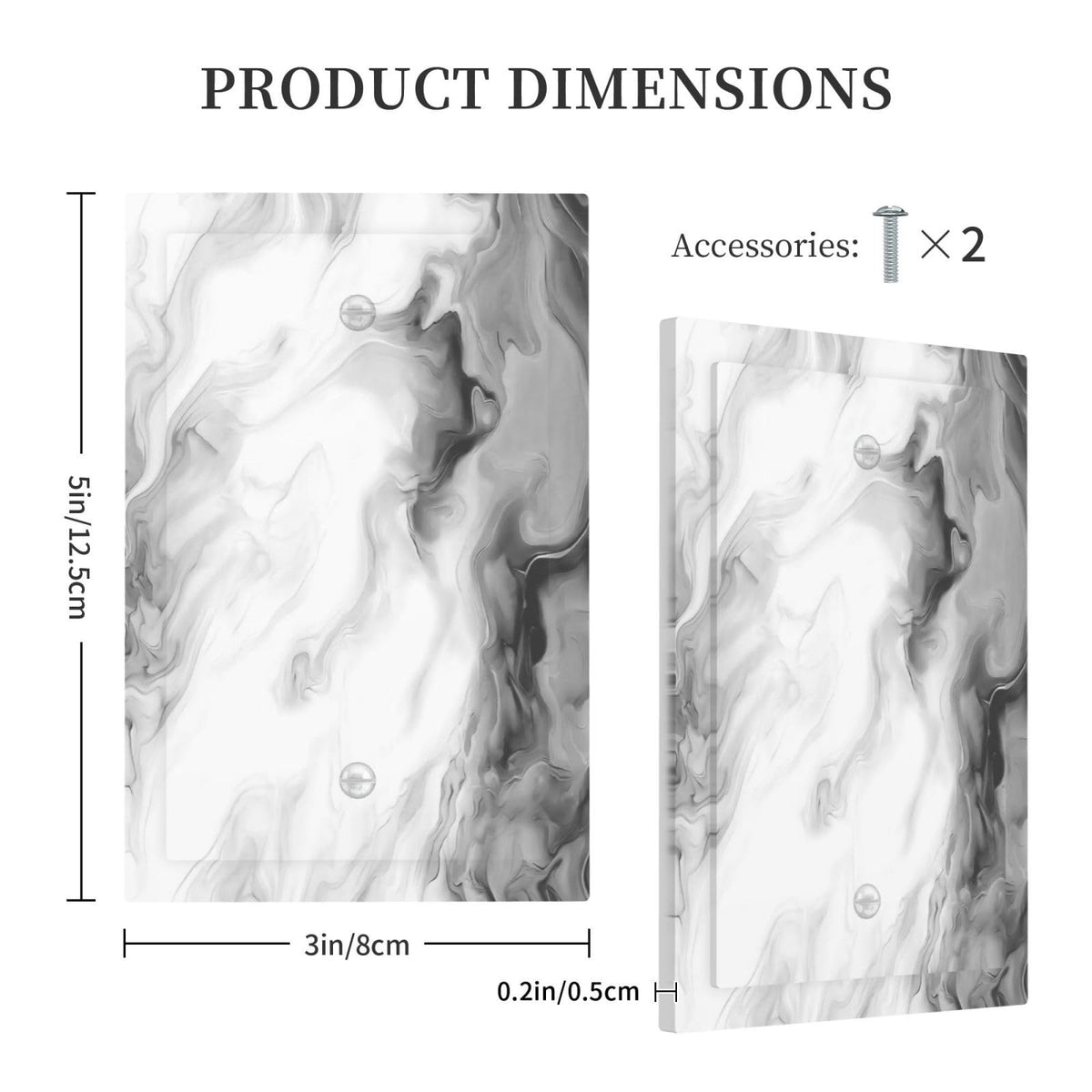 White Black Grey Ombre Marble Decorative 1 (White Black/Grey Ombre Marble / 1-Gang Blank)