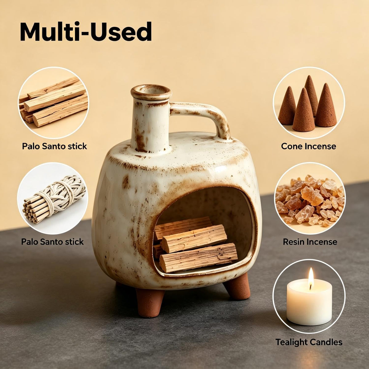 Ceramic Incense Holder (Retro 03)