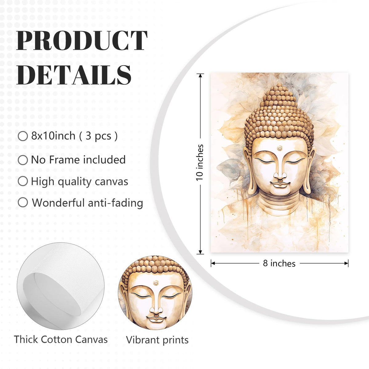 Zen Wall Art Decor Buddha Lotus Flower Artwork Tree of Life Canvas Painting Yoga Meditation Studio Wall Art Mindfulness Spiritual Energy Poster for Living Room Bedroom 8x10x3 Inch Unframed (8x10 Inch Unframed / Buddha Flower Prints)