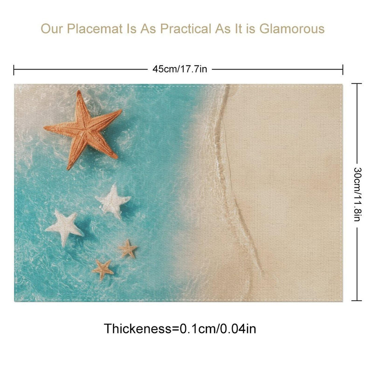 Summer Ocean Starfish Placemat Set of 4 (Coastal-4 / 4pcs)