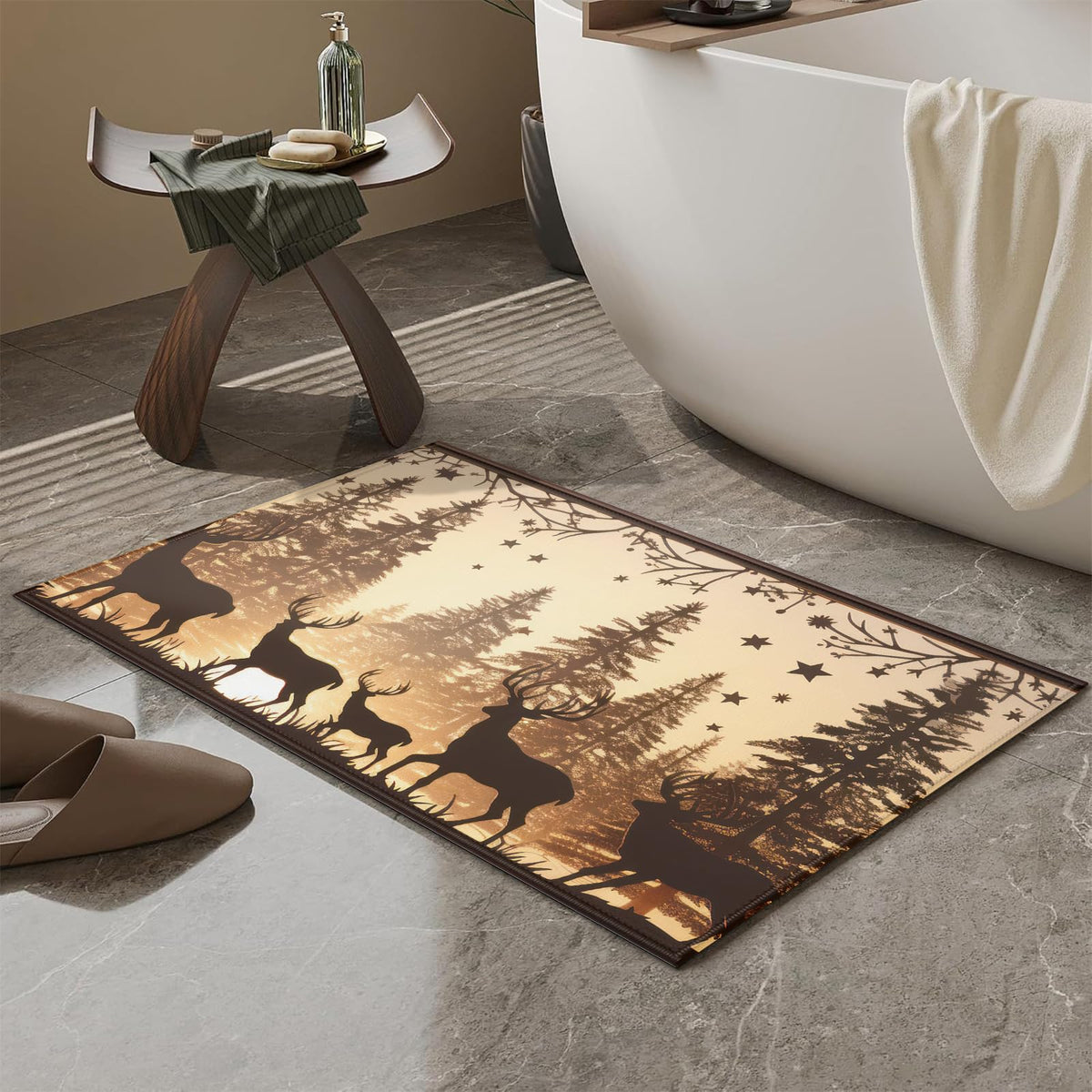 Forest Deer Bath Mat for Bathroom (Forest Deer)