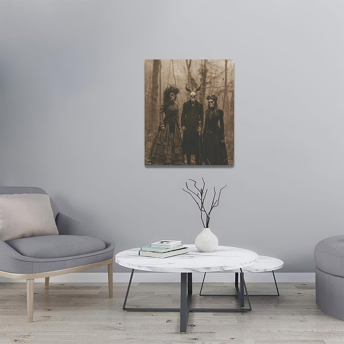 Gothic Skull Wall Art Goth Horror Skeleton Pictures Decor Halloween Canvas Painting Home Modern Artwork Decorations for Bathroom Living Room Bedroom 20 x 24 inch (24L" x 20W" / Gothic)