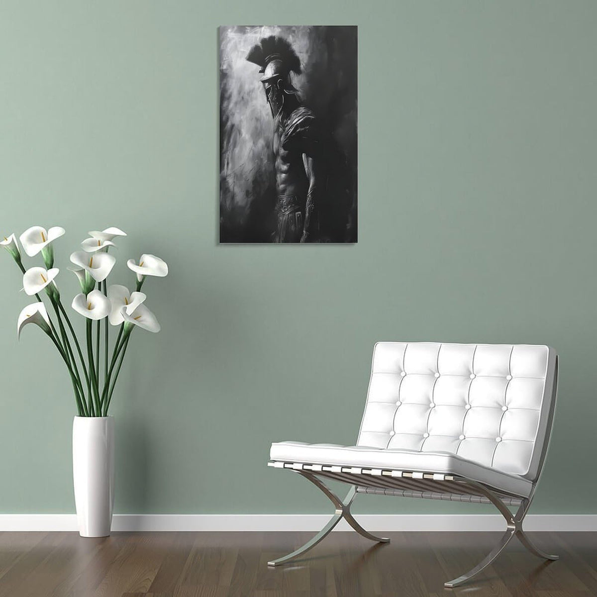 Black White Charcoal Sketch Roman Gladiator Canvas Printing Wall Art Prints Wall Decor Posters Monochrome Warrior Minimalist Scandinavian Bedroom Living Room Office Decor 12x18inch (style-41 / 12x18inch(30x45cm) Frame)