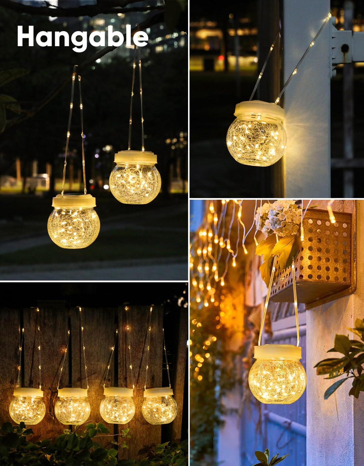 Solar Lantern Solar Lights Outdoor Waterproof 6 (White Cap Warm White Light / 6 Pack)