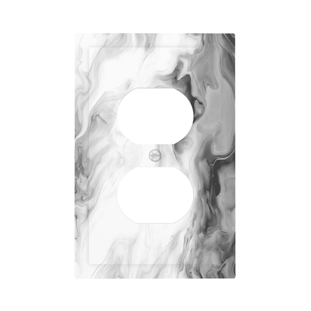 White Black Grey Ombre Marble Decorative 1 Gang Receptacle Outlet Cover Electrical Duplex Wall Plate Single Duplex Wall Plate Light Switch Cover (White Black/Grey Ombre Marble / 1-Gang Duplex Mid)