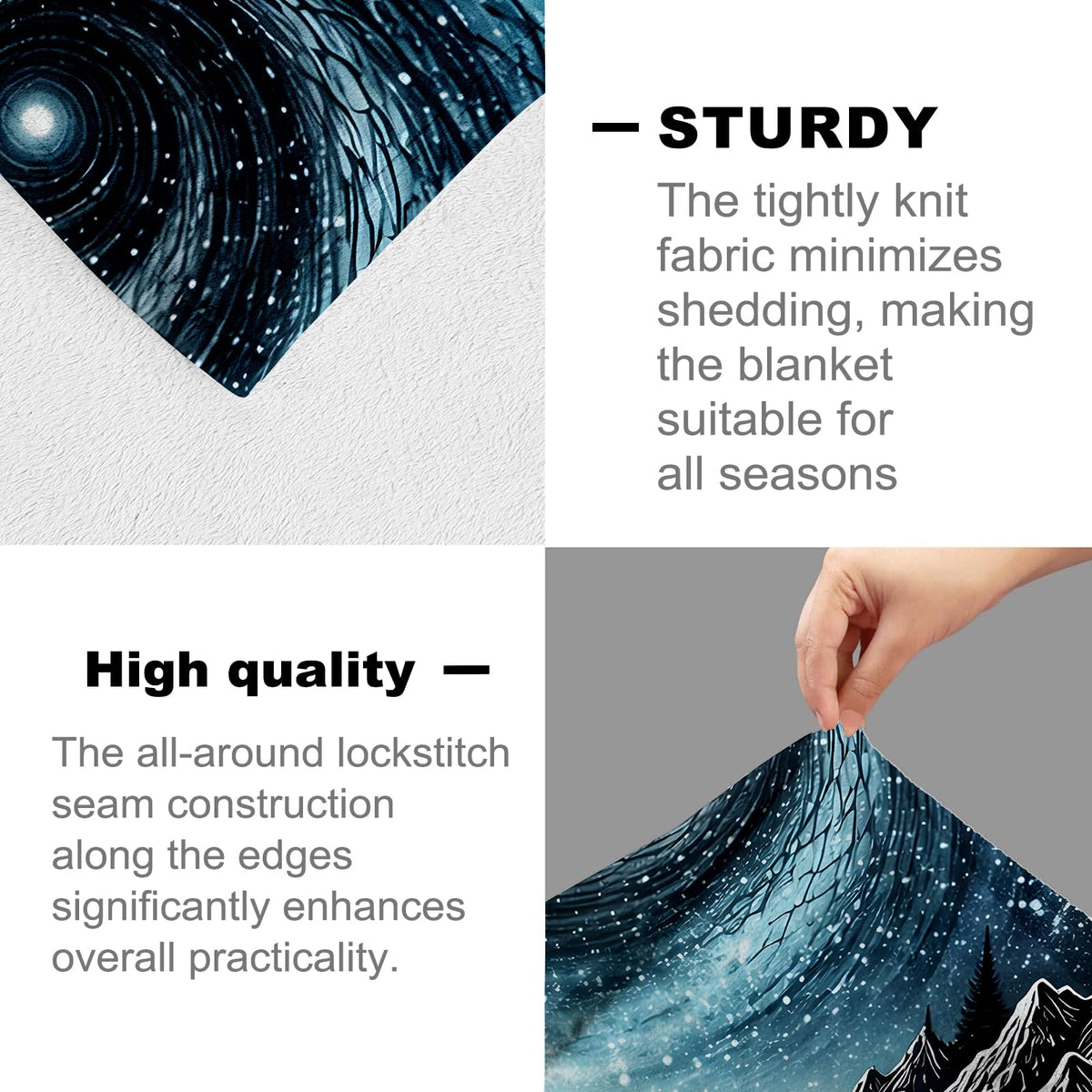Black and White Mountain Blanket for Galaxy Lovers (50x40 Inch / Mountain)