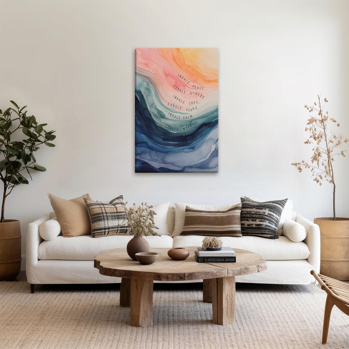 Office Wall Art Inhale Exhale Swirly Mental Health Posters Calming Corner Art Canvas Prints Wellness Breathe for Therapy Office Motivational Wall Decor 8x12inch Unframed (style-1-Unframed / 8"L x 12"W)