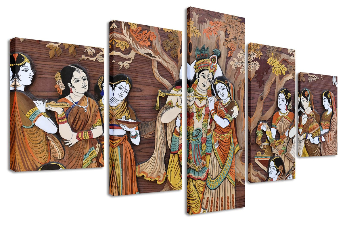 Radha Krishna Canvas Wall Art (60"W x 32"H / Indian Buddha-2)
