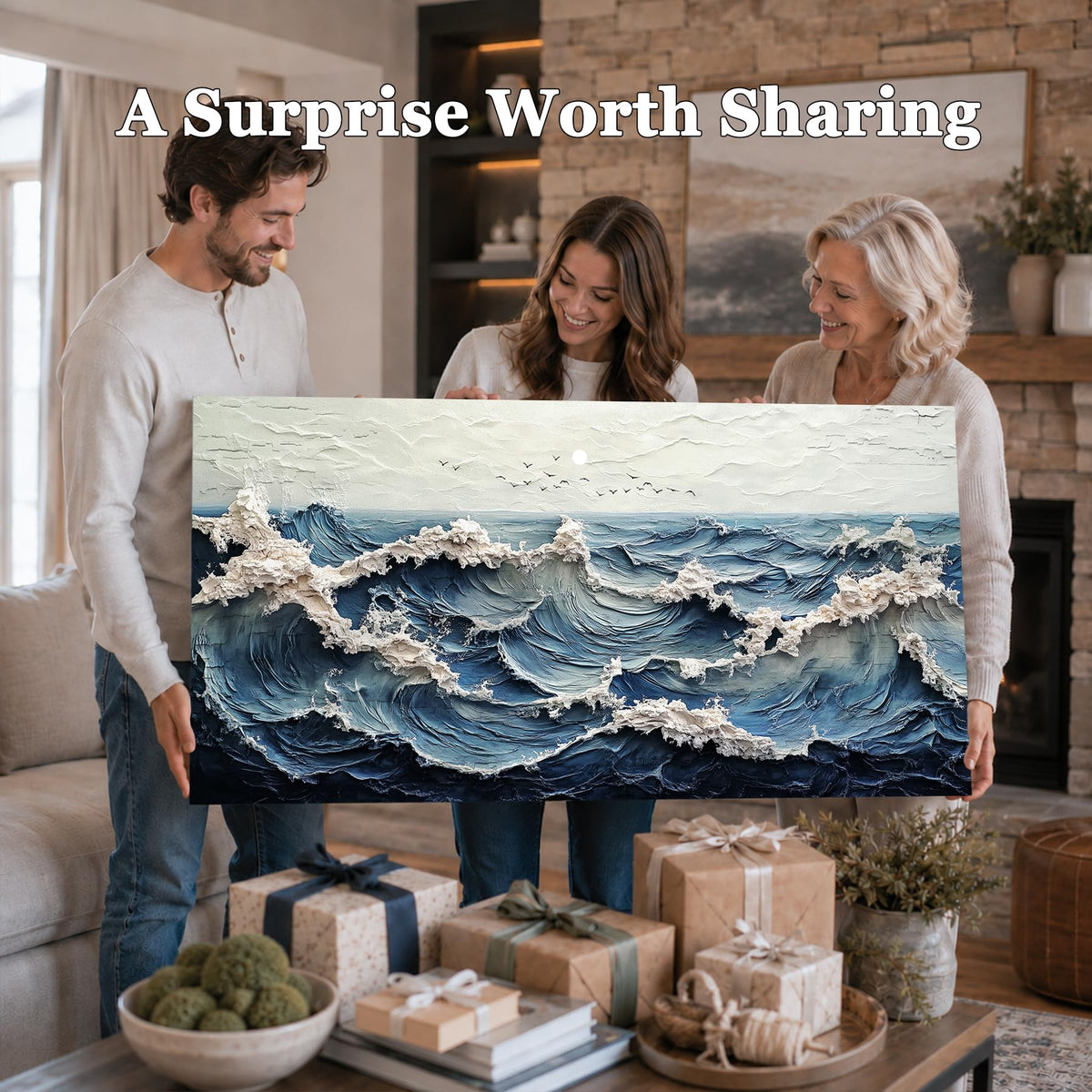 Coastal RV Large Wall Art Vintage Watercolor Decor Print 24x48in (Beach Journey / 48"L x 24"W)