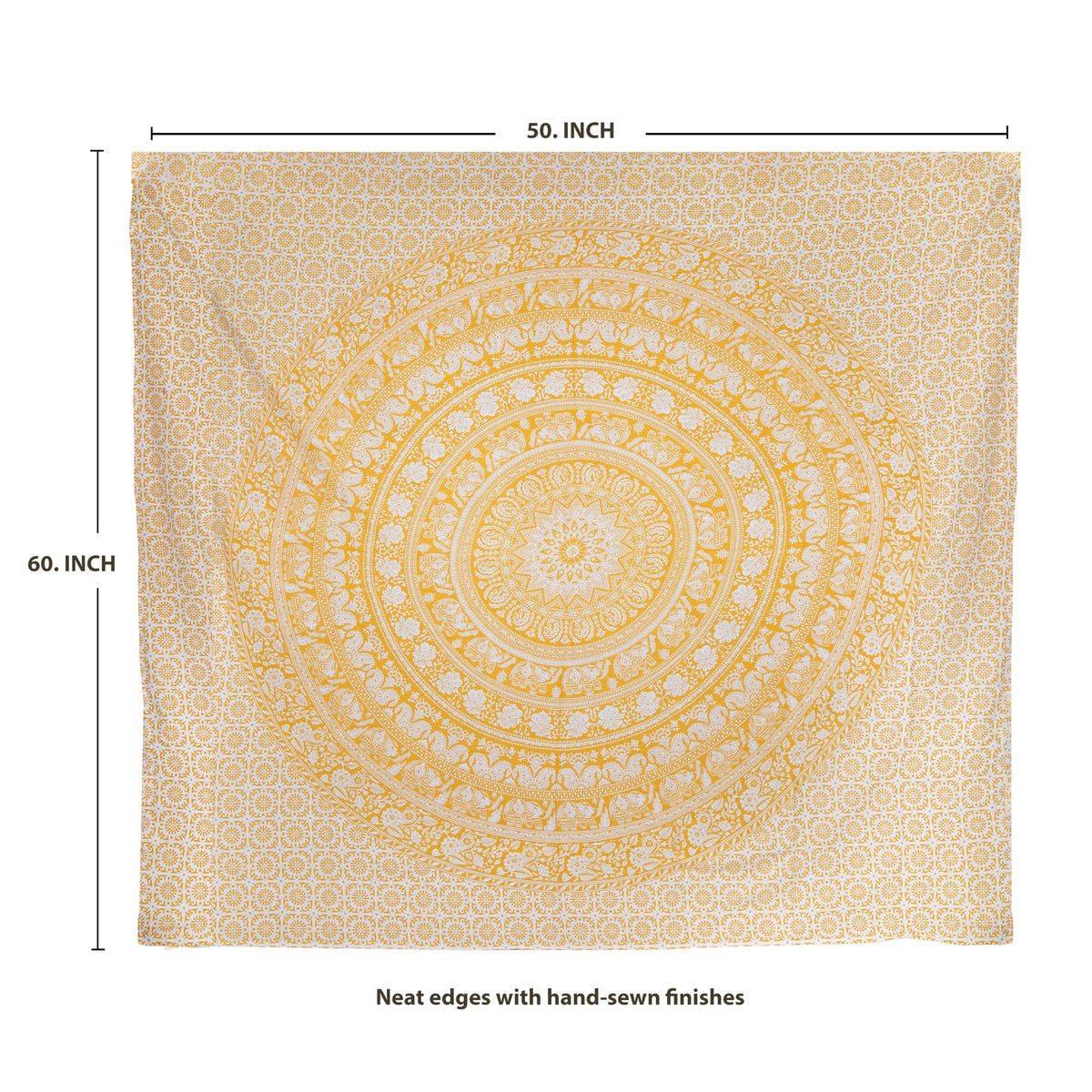 Cotton Mandala Tapestry (Yellow / 30"L x 40"W)