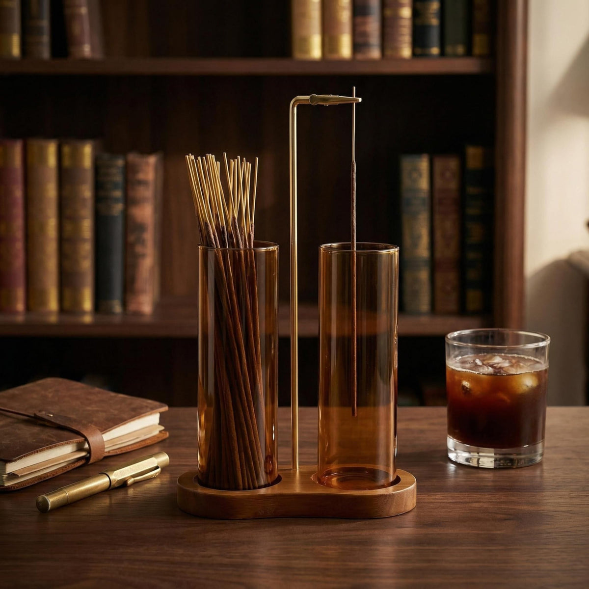 Amber Glass Incense Holder (Amber)