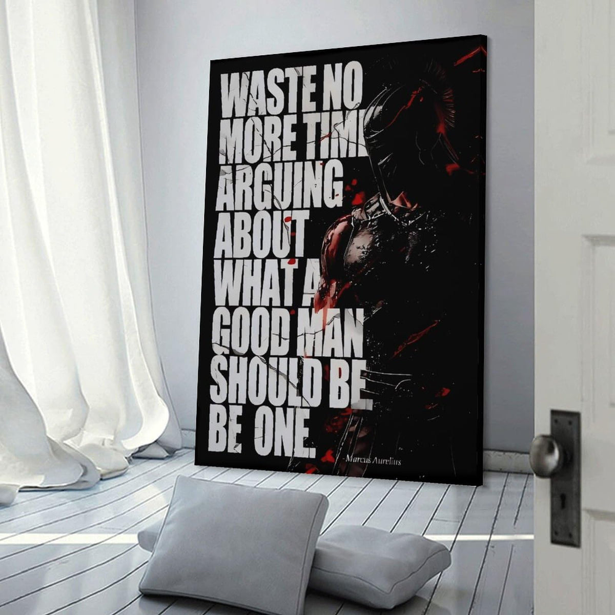 Spartan Marcus Aurelius Quote Canvas Printing Wall Art Prints Wall Decor Posters Red Black Stoic Warrior Motivational Living Room Bedroom Office Gym Philosophy Aesthetic 08x12inch (style-22 / 08x12inch(20x30cm) Frame)