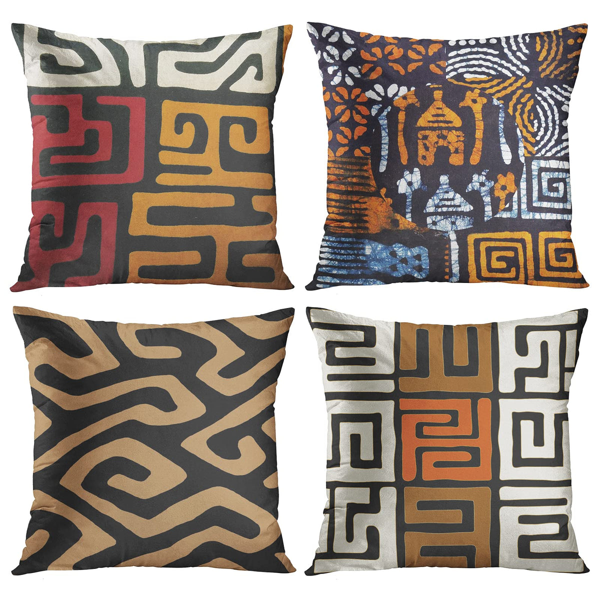 Throw Pillow Covers Set of 4 (18" x 18" (Pack of 4) / African)