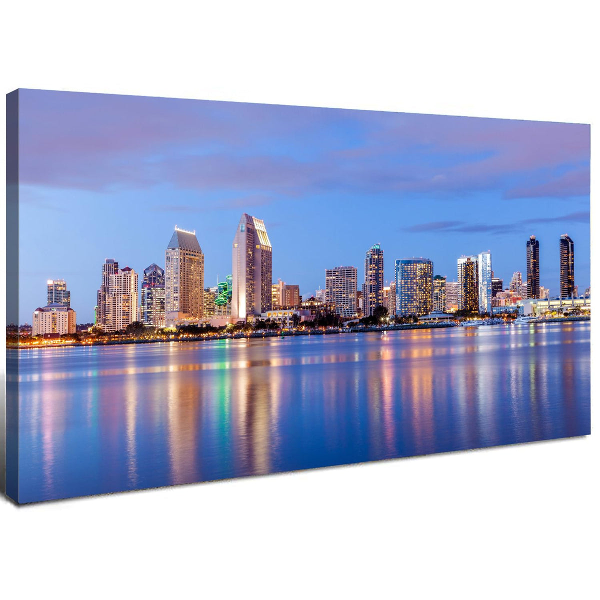 San Diego Skyline Wall Art Night View USA Cityscape Wall Decor Nature Sunset Picture California Landscape Canvas Prints Painting Poster Modern Artwork for Bedroom Living Room Home Decoration 20x40” (40"L x 20"W / San Diego)