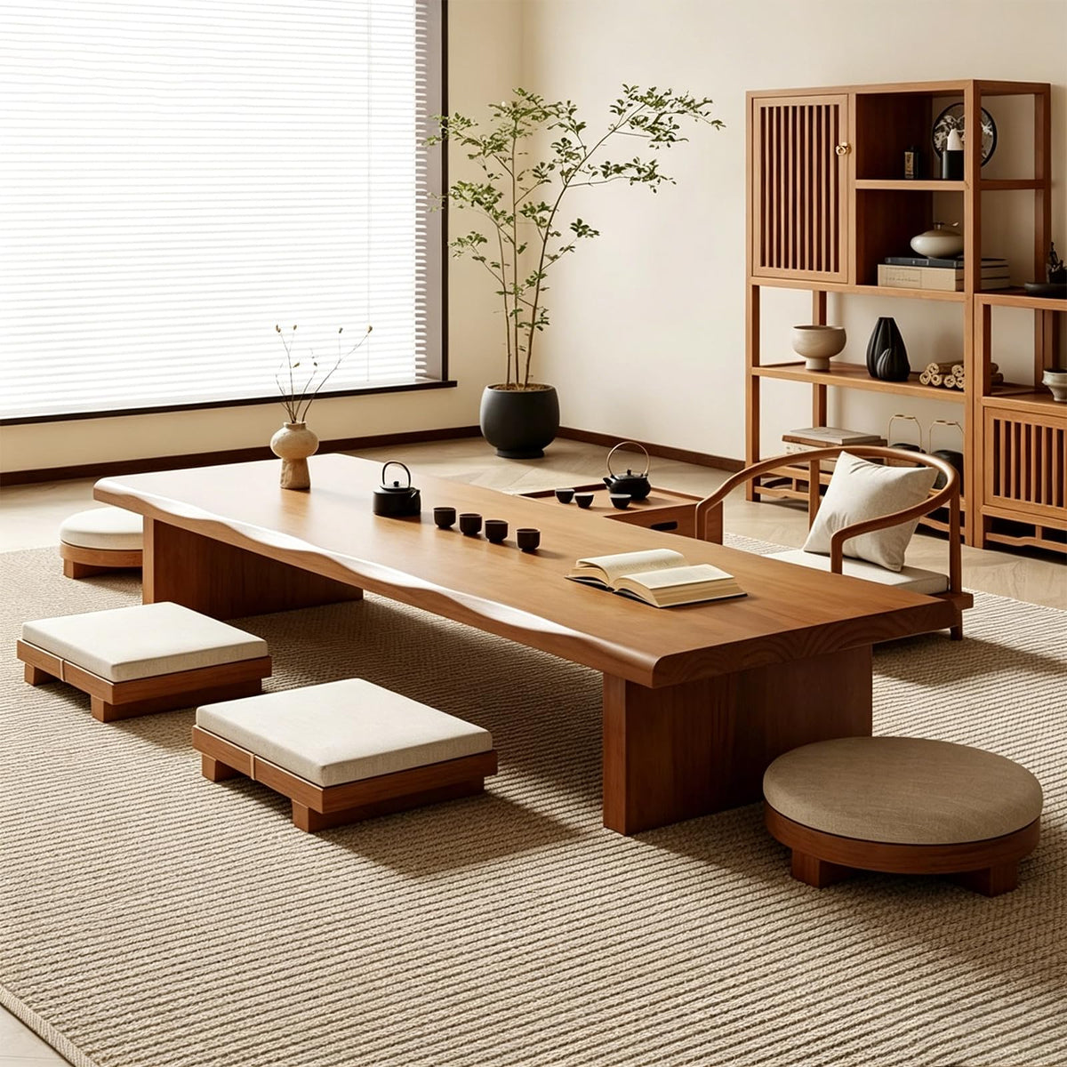 Solid Wood Japanese floor table (Square Stool / 35*45*10cm)