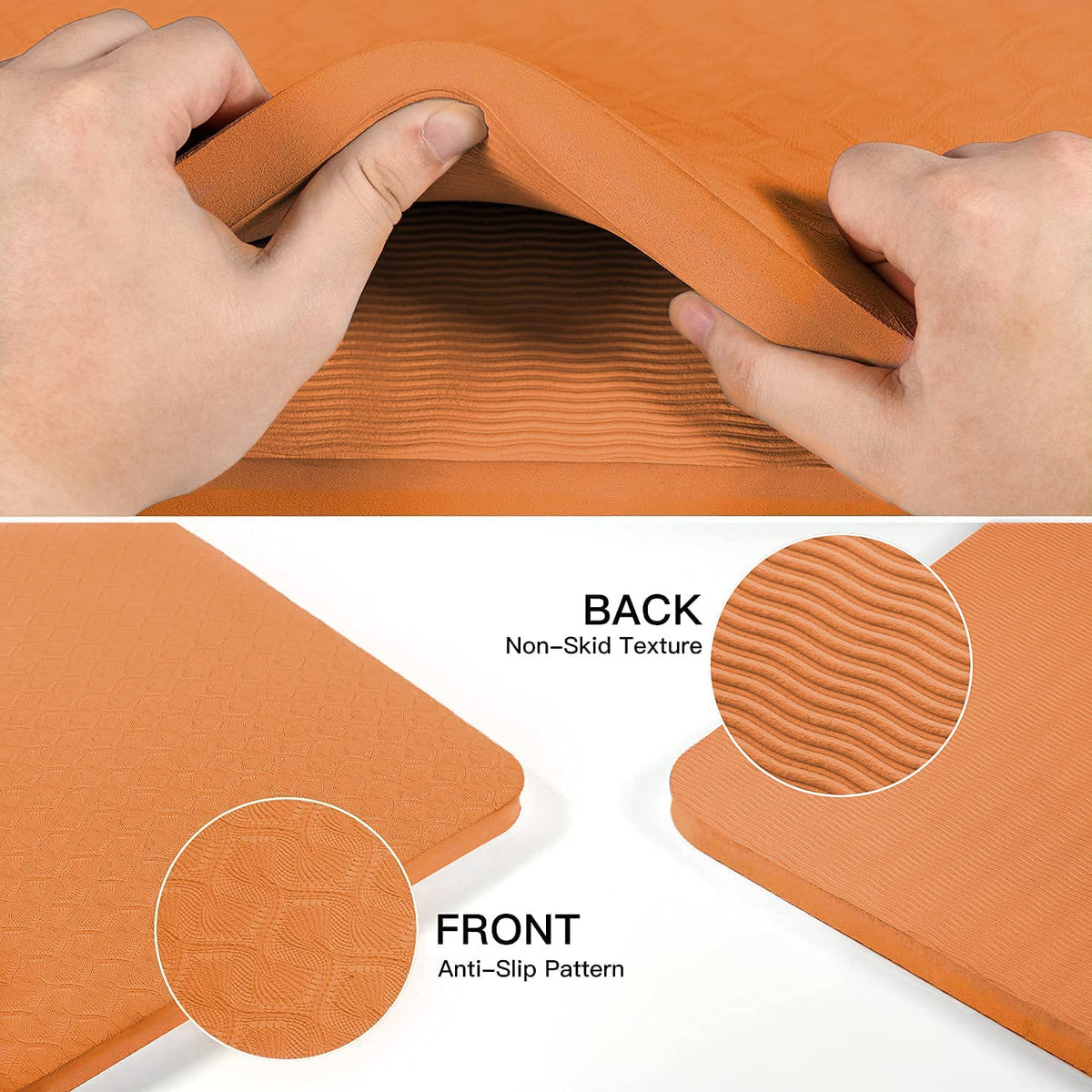4 5 inch TPE Yoga Mat Fitness & Exercise Mats Large Size 72"L x 32"W Non (Orange)