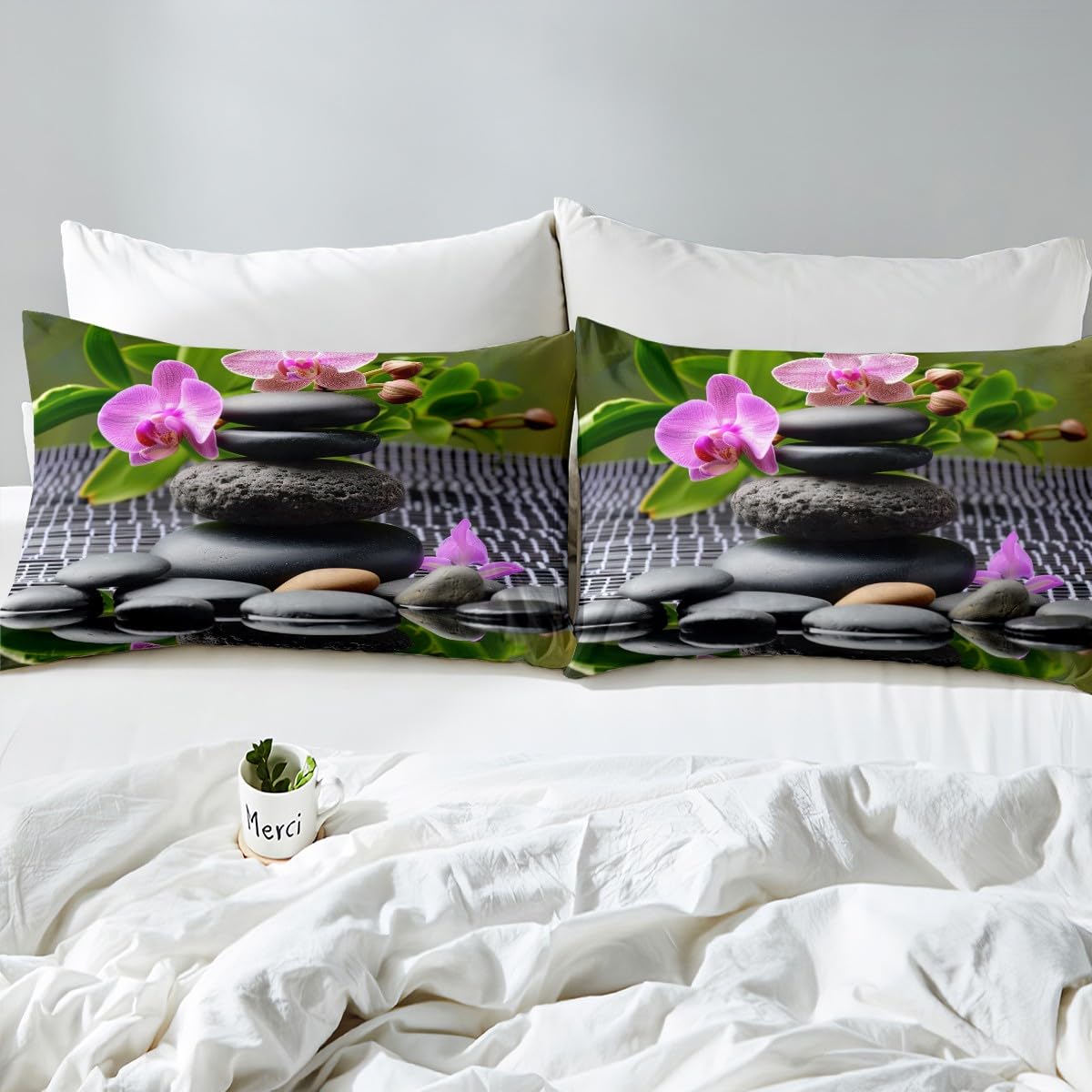 Zen Stones Bedding Set Twin Size for Kids Boys Bedroom (Cyj12008tj / Twin 68"x90")