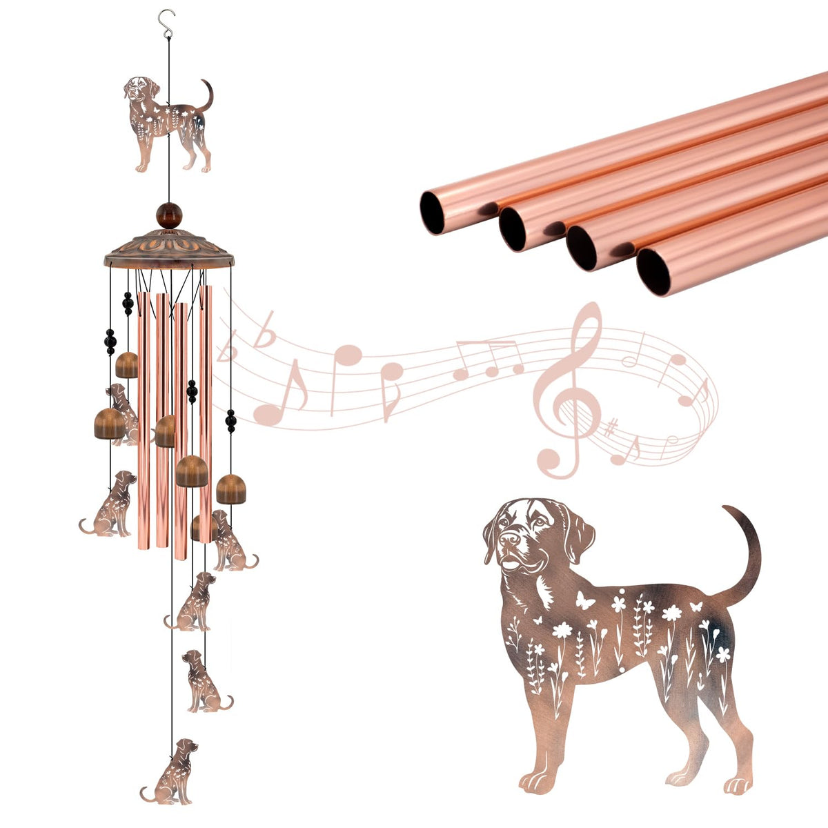Labrador Wind Chimes for Outside (35"Labrador)