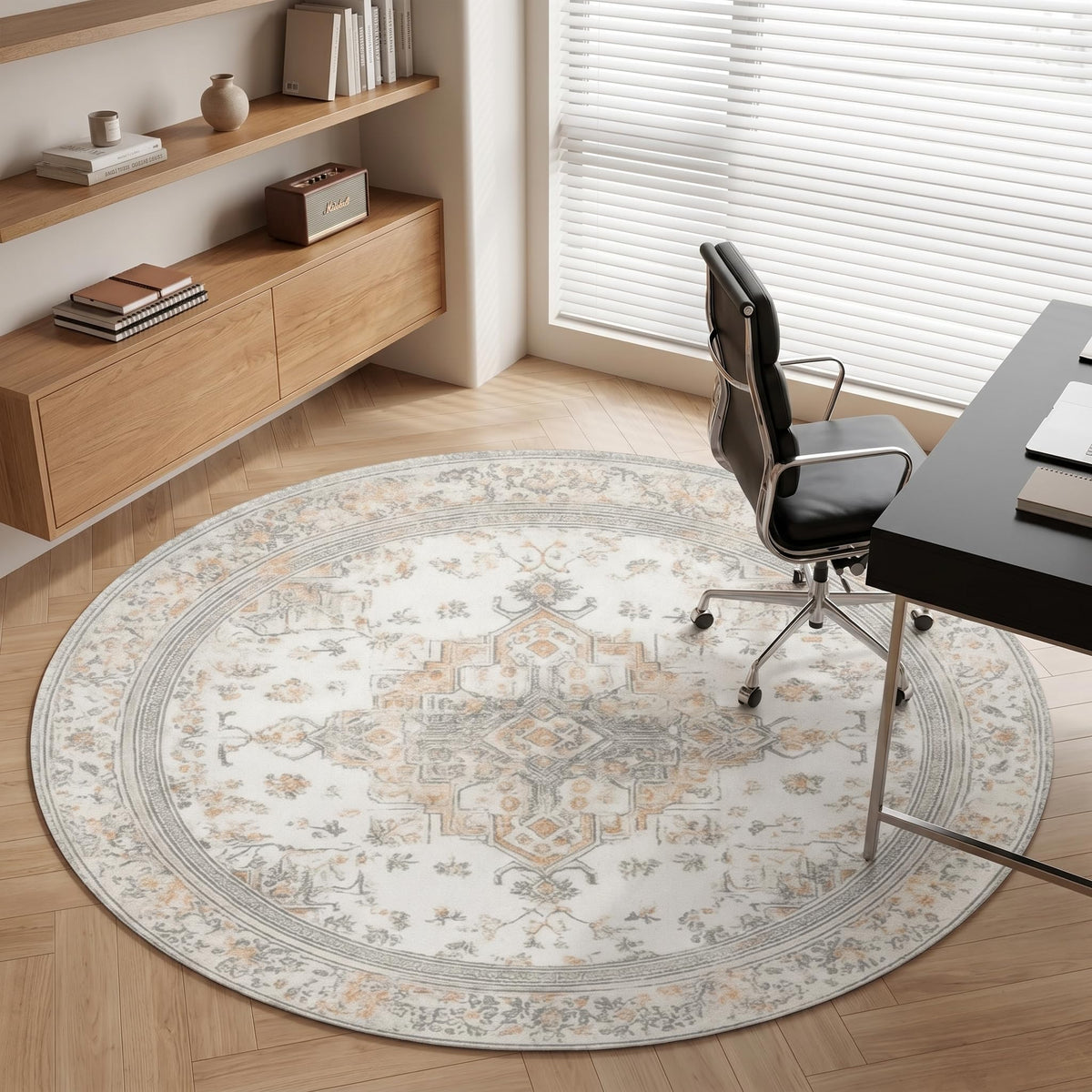 Vintage Round Area Rug 5ft (Daily-vintage Beige / 5' (Round))