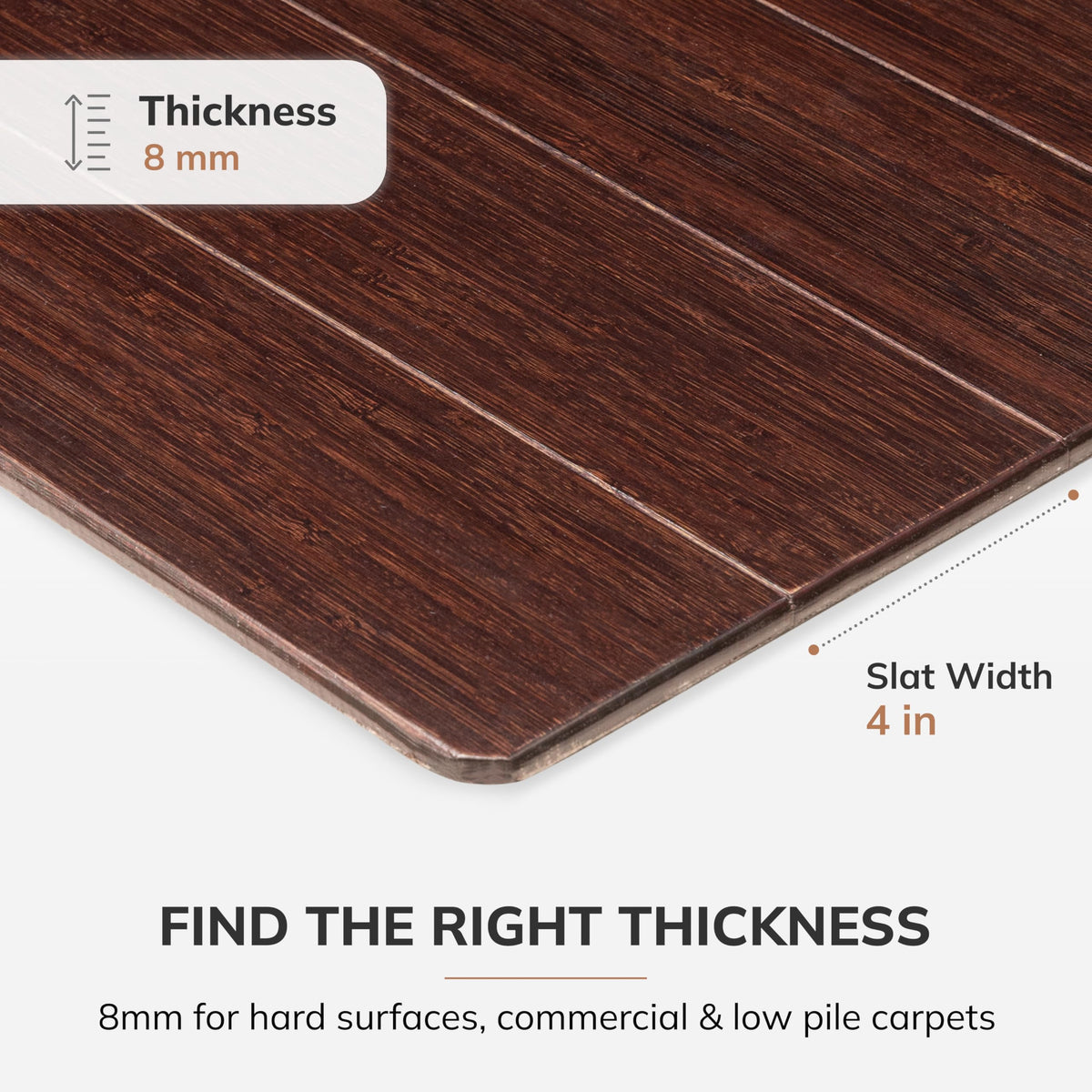 57" x 55" Bamboo Office Chair Mat for Carpet & Hardwood Floor (Dark Cherry / 57" x 55" / With Lip)
