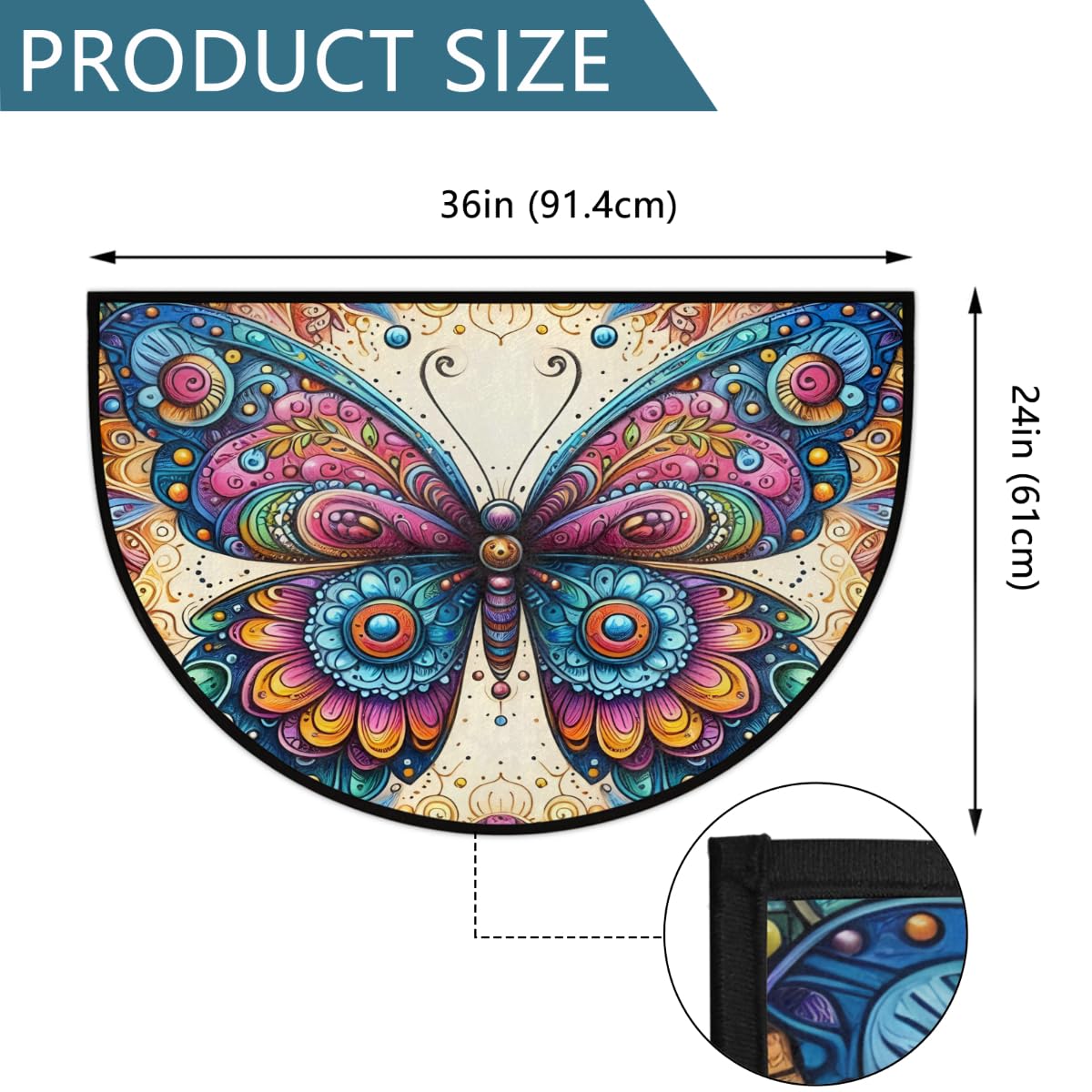Butterfly Half Round Rug Half Moon Door Mat Half Circle Rugs (B:d-color 10)