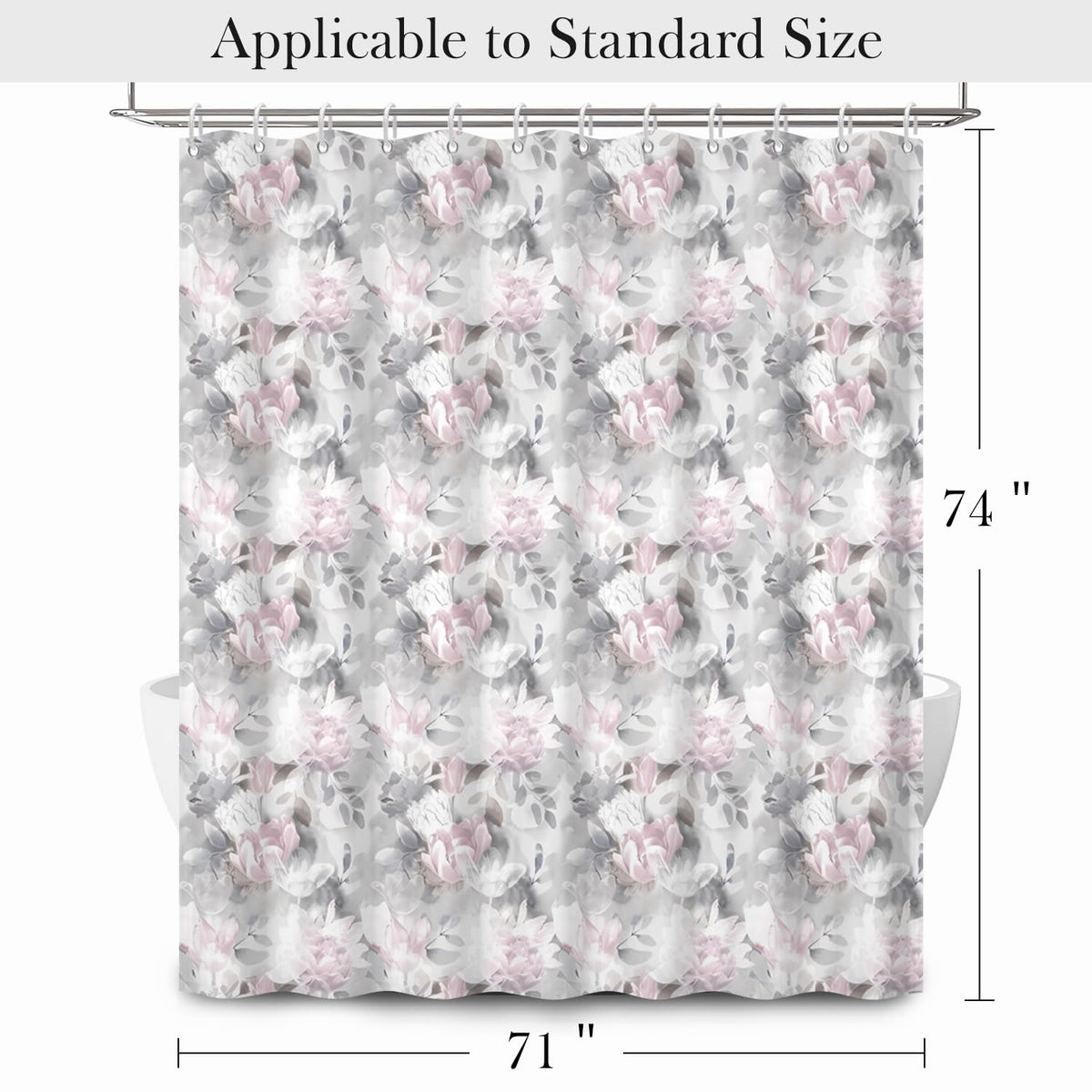 Watercolor Floral Shower Curtain 71x74 Inch (Floral-o)