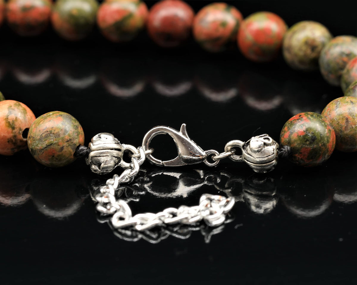 Natural Unakite Beaded Choker Necklace (Unakite / 28 Inches)