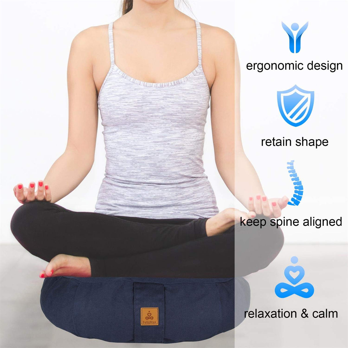 Round Zafu Meditation Cushion (Cyan Blue)