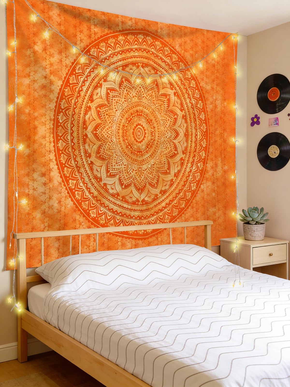 Popular Handicrafts Orange Mandala Tapestry Wall Hanging Psychedelic Aesthetic Indian Hippie Wall Decor Bohemian Wall Art Boho Home Decoration for Bedroom Living Room Dorm (Orange / 79"L x 59"W)
