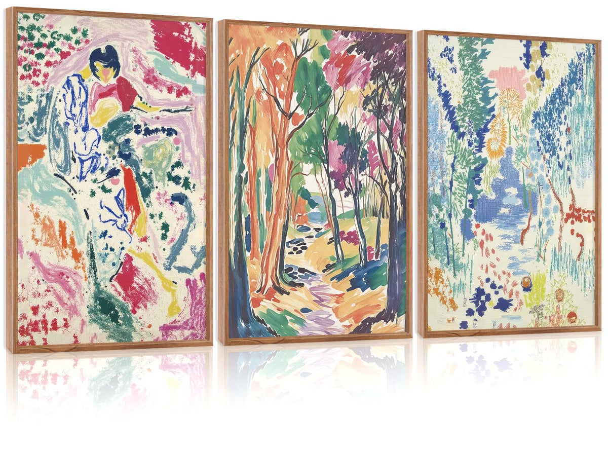 Abstract Matisse Framed Canvas Wall Art (Matisse / 24"L x 36"W)