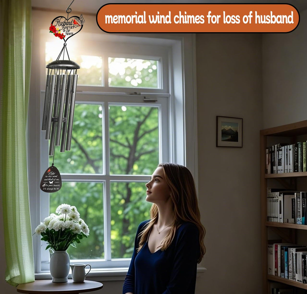 40" Memorial Wind Chimes for Loss of Husband Sympathy Gift