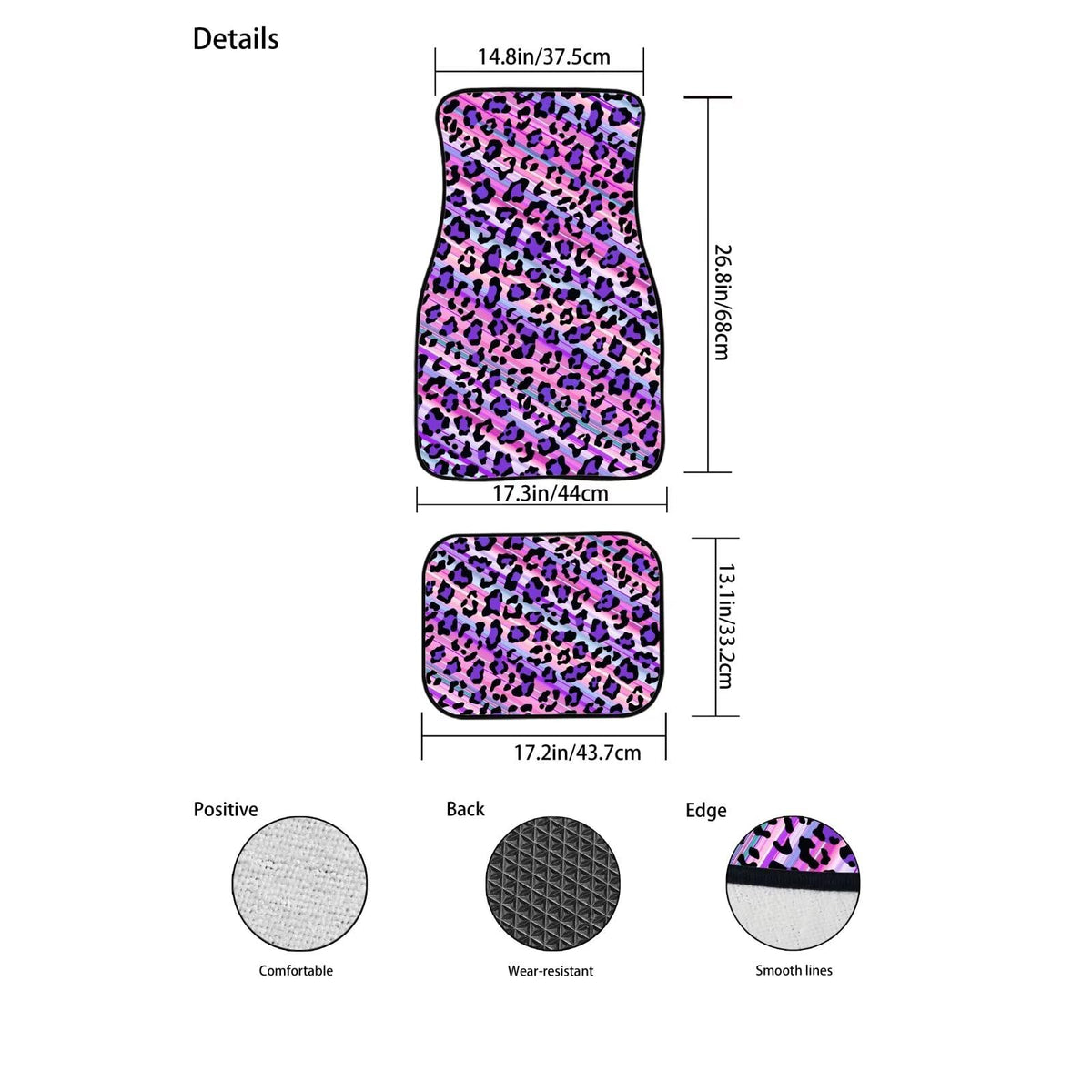 Blue Leopard Car Floor Mats Cheetah Print Automotive Floor Mats 4 Piece Cars Foot Mat Washable Front and Rear Auto Rugs Carpet Mat Leopard Car Interior Accessories (Blue Leopard)