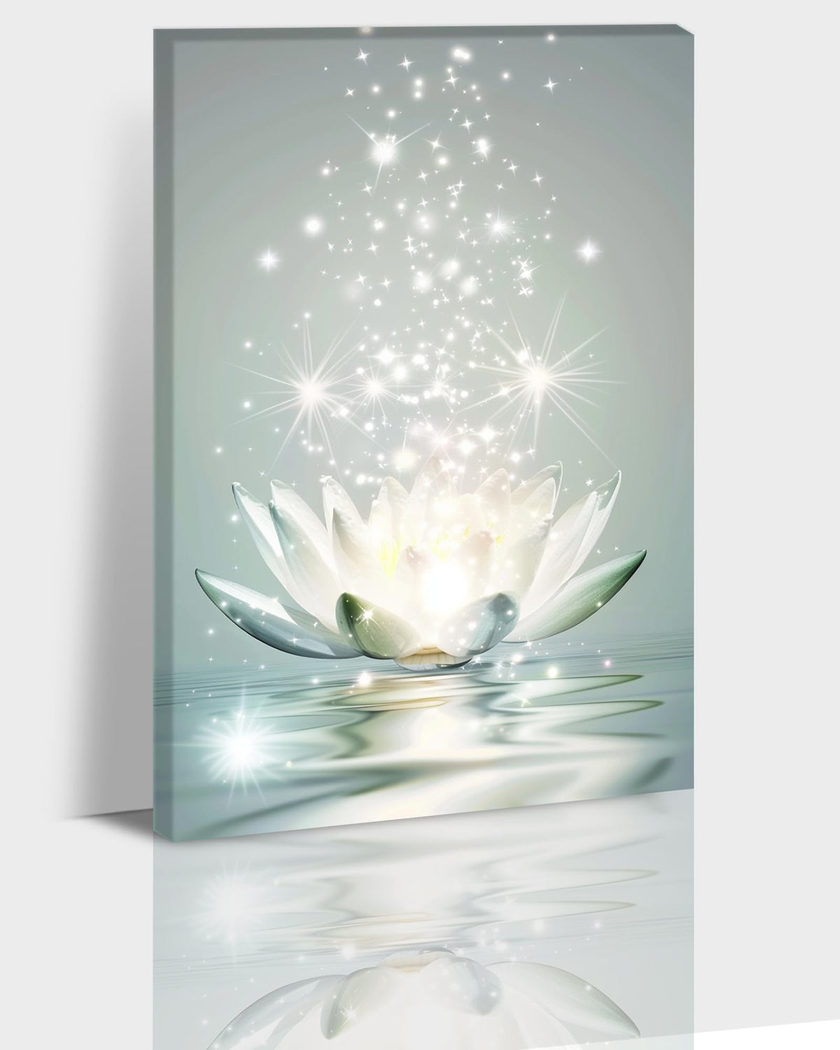 Zen Wall Art White Lotus Flower Canvas Art Print for Spa Bathroom Decor (Zen Stones Canvas Frame-02 / 18"L x 12"W)