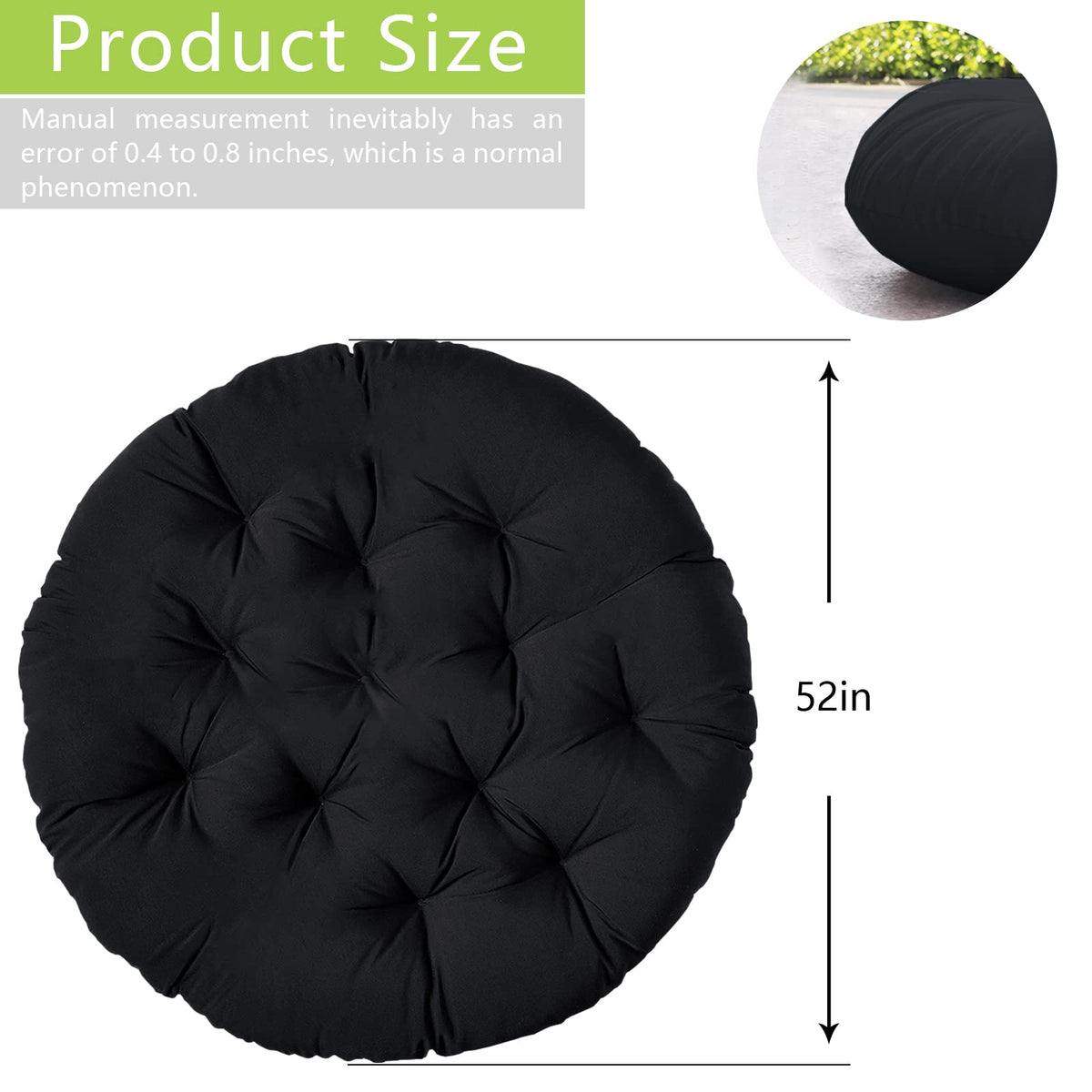 52In Papasan Chair Cushion (Black)