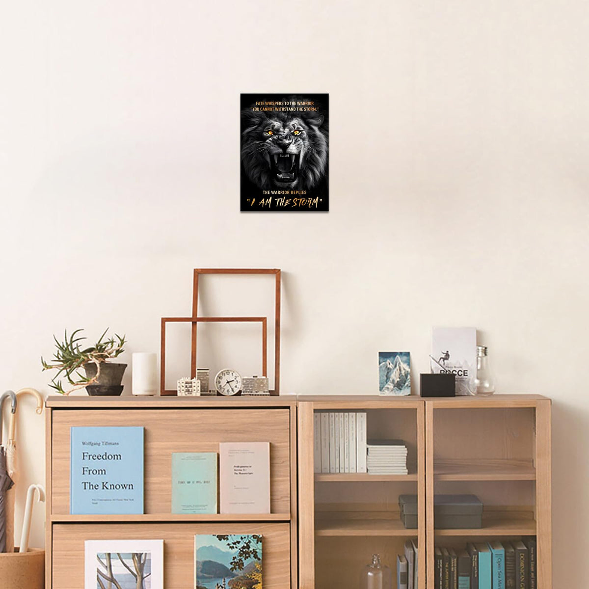 Inspirational Wall Art Lion with Motivation Quote I Am The Storm Canvas Prints Posters for Living Room Bedroom Office Modern Wall Decor Framed Ready to Hang (Style_06 / 16"L x 12"W)