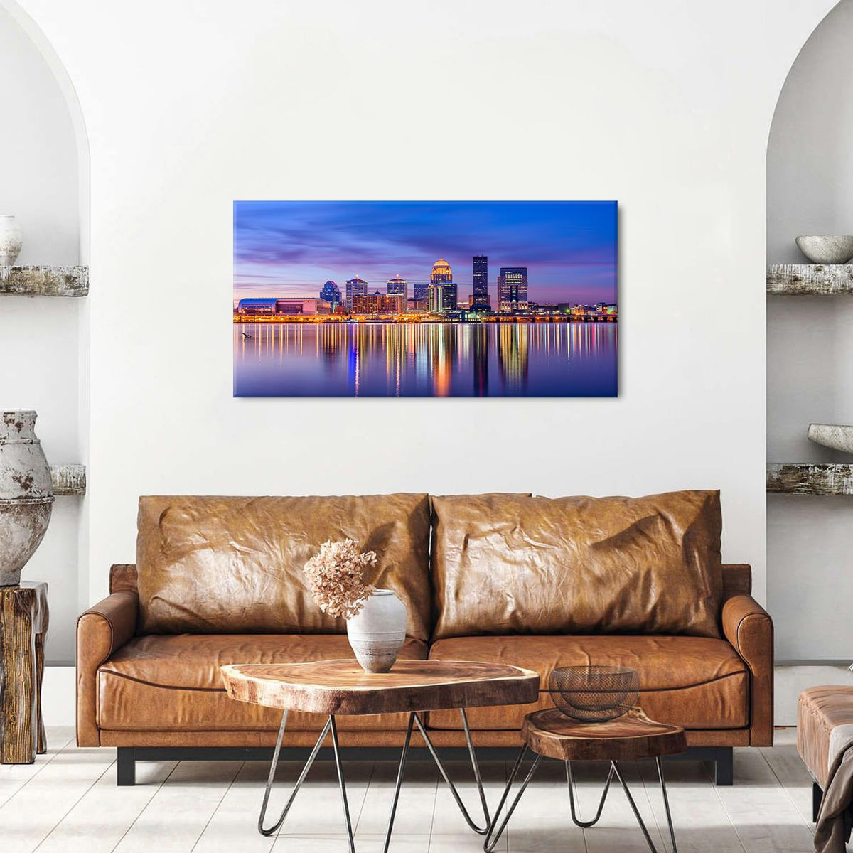 Louisville Skyline Wall Art Kentucky Wall Decor Sunset Downtown Pictures Waterfront Park Landscape Canvas Prints Painting Modern Cityscape Artwork for Bedroom Living Room Home Decoration 20x40” (40"L x 20"W / Louisville)