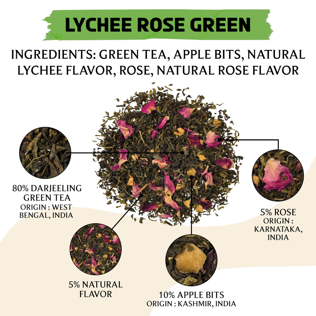 Lychee Rose Green Tea Loose Leaf (3.53 Ounce (Pack of 1))