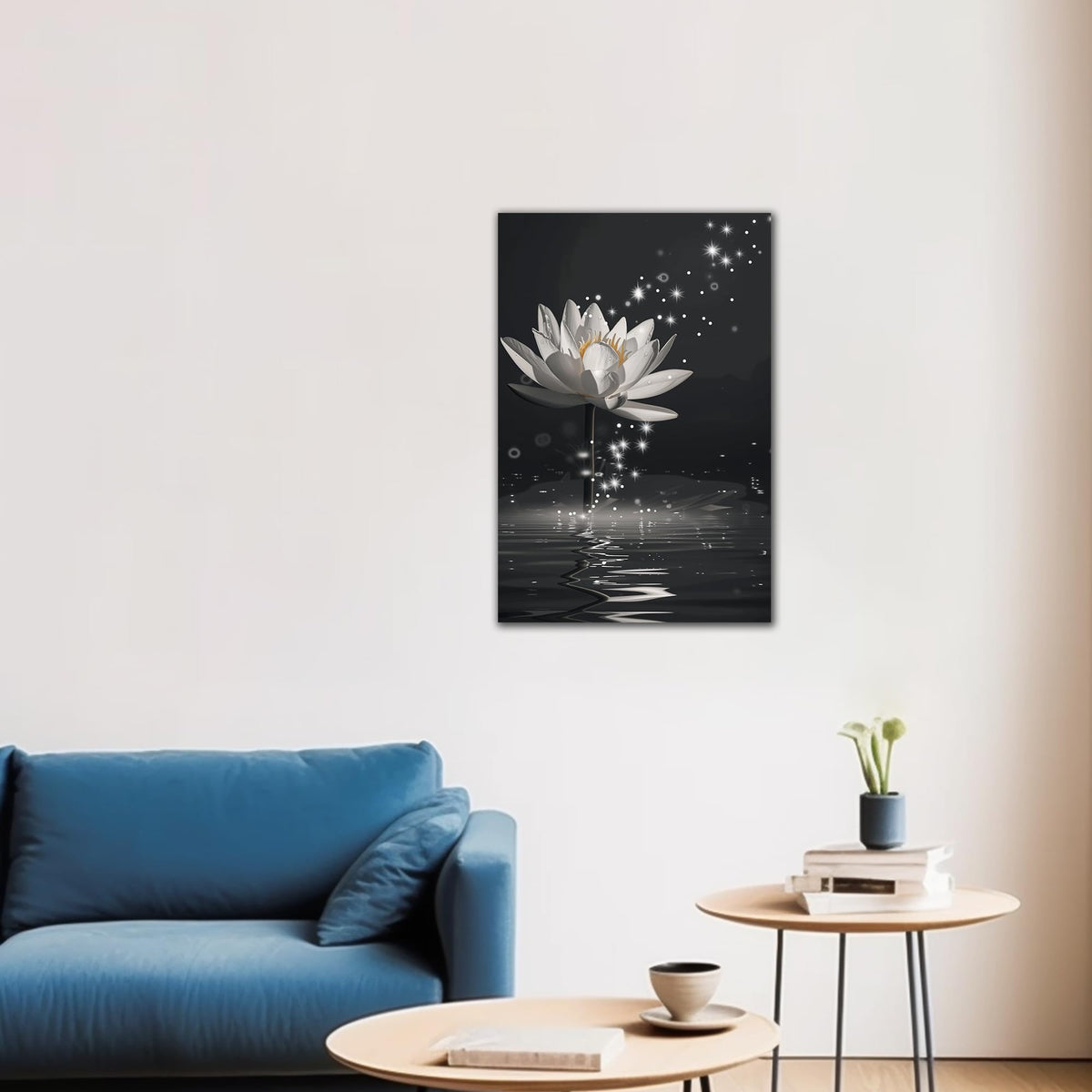 Zen Wall Art White Lotus Flower Canvas Art Print for Spa Bathroom Decor (Zen Stones Canvas Frame-01 / 18"L x 12"W)
