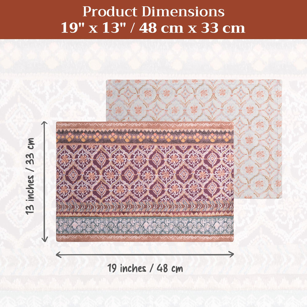 Placemats Set of 4 Reusable 100% Cotton (057 - Fair Isle / 13" X 19" (Pack of 4))