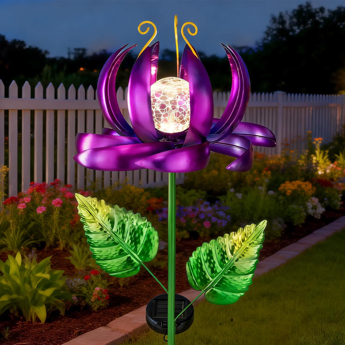 Garden Decor Solar Wind Spinners (Purple-large)